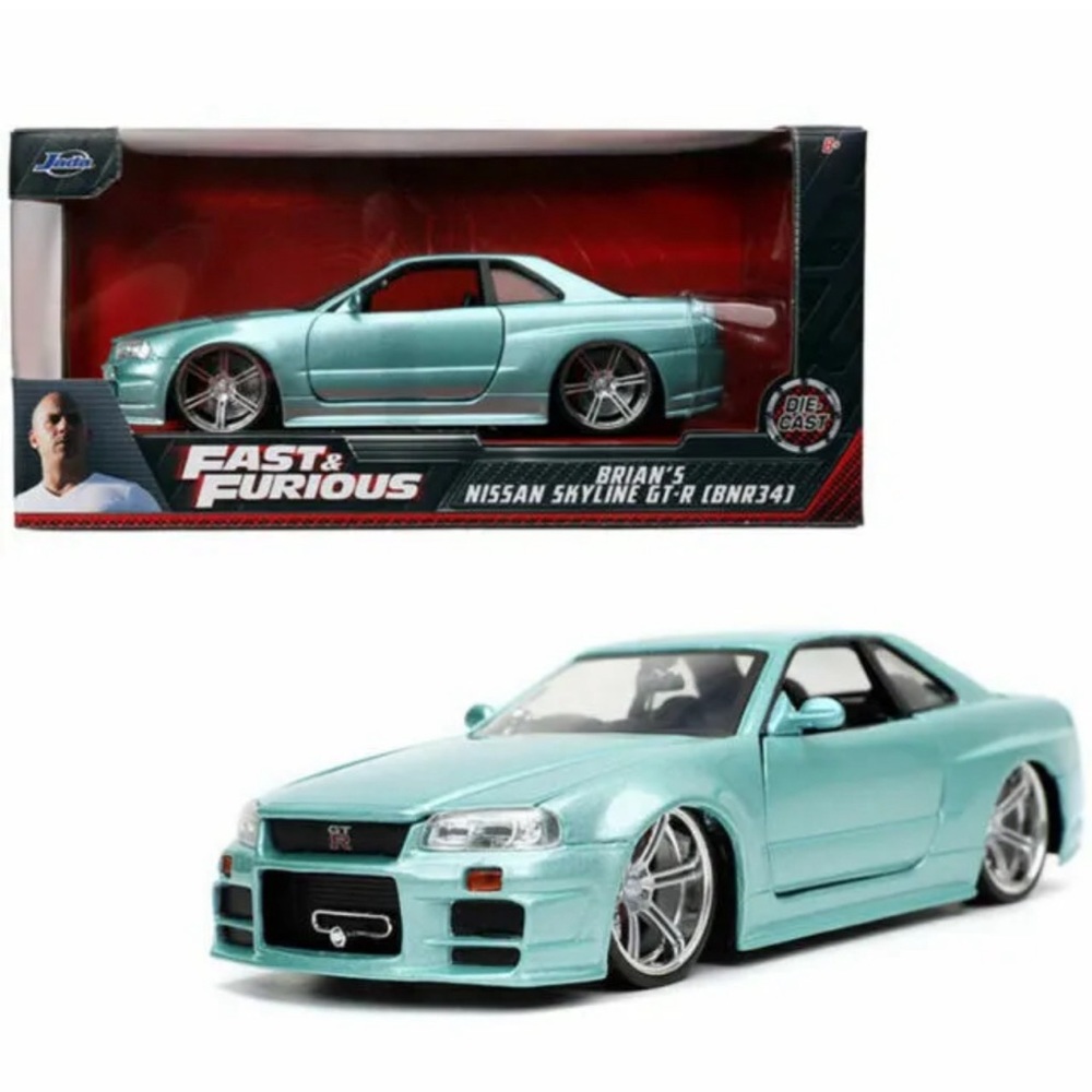 Jada 1:24 Fast & Furious Brian's Nissan Skyline GT-R BRN34 32608 Light Green New